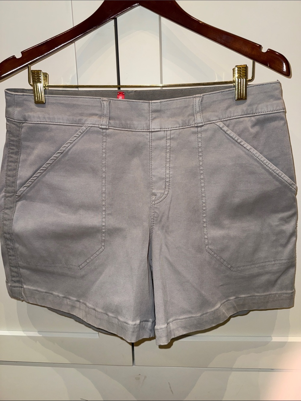 SPANX High-Rise Light Gray Jean Shorts